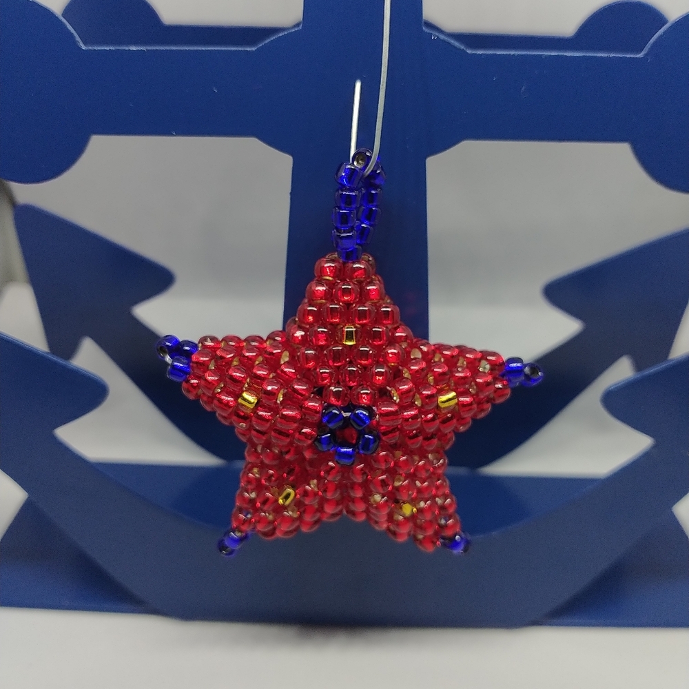 Handmade 3D Seed Bead Christmas Holiday Ornament